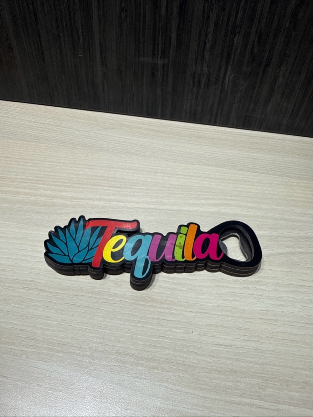 Tequila Multicolor Wooden Magnetic Bottle Opener Agave Design Novelty